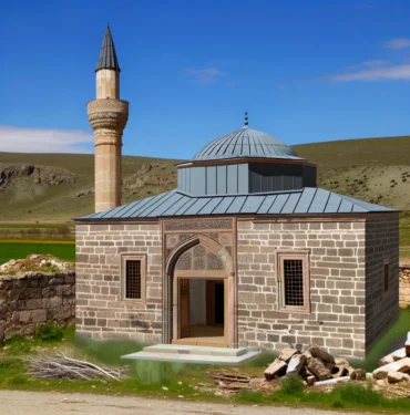 DALL·E 2024-03-27 15.58.57 - Create an image of a small, quaint Ottoman mosque, representing the Palu Small Mosque from the 16th century. It should feature intricate stone carving