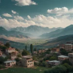 DALL·E 2024-04-08 16.04.37 - A scenic view of Palu, Elazığ with visible earthquake damage. The landscape includes traditional buildings, some of which are damaged, amidst a backdr